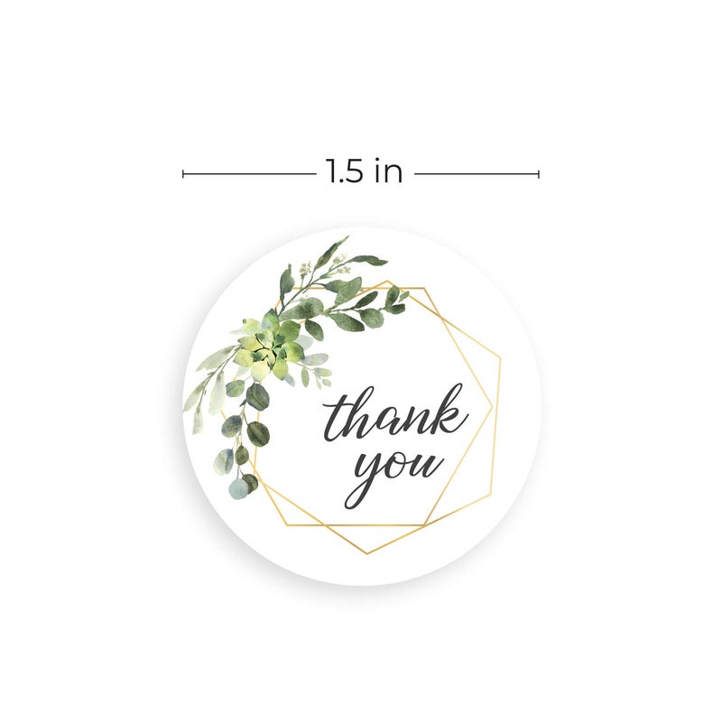 SBlabels Greenery Frames Thank You Stickers / 4 Alternating Designs / 500 Boho Thanks Stickers / 1.5" Greenery Floral Labels - Made in USA - Image 4